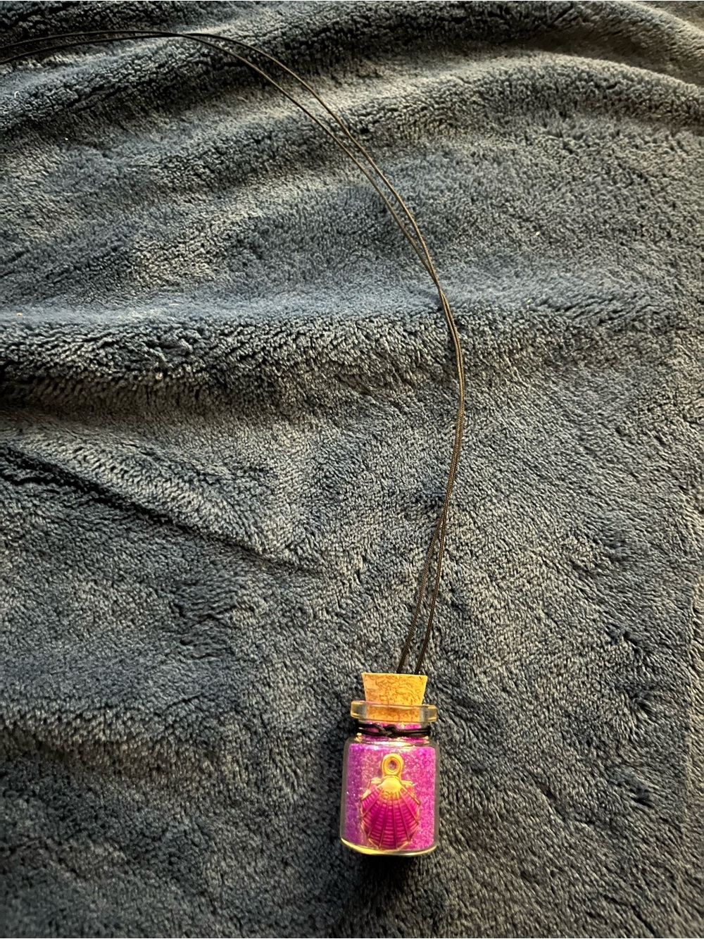 Purple Seashell Fairy Potion Glitter Bottle Necklace w/ Pendant